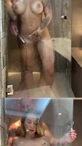 Passionate blonde explores sensual shower pleasures with lover