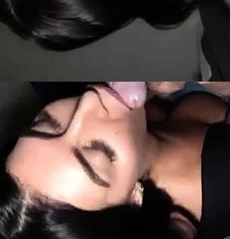 Cross-Eyed Brunette's Deepthroat Blowjob