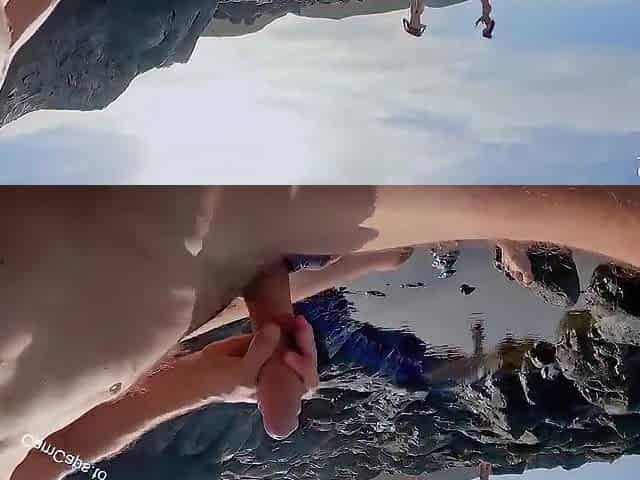 Pervert Getting Jacked And Sucked On Beach
