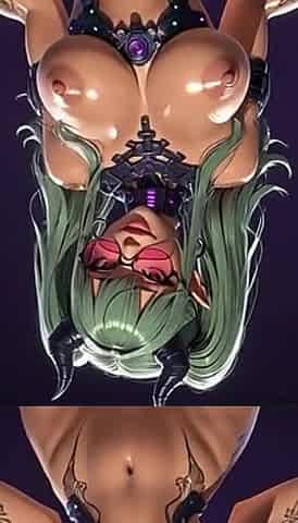 149. Green Cyberpunk Sexy Girl Topless Dance and Bounce Ass Music Video
