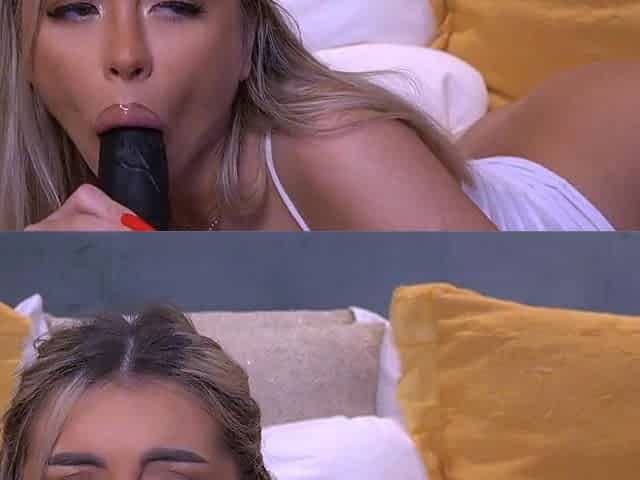 Hot Blonde Sucks and Fucks Her Black Dildo