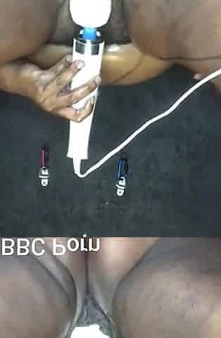 Legs Wide Open Slapping My Pussy Stimulating My Clit with Wand Vibrator