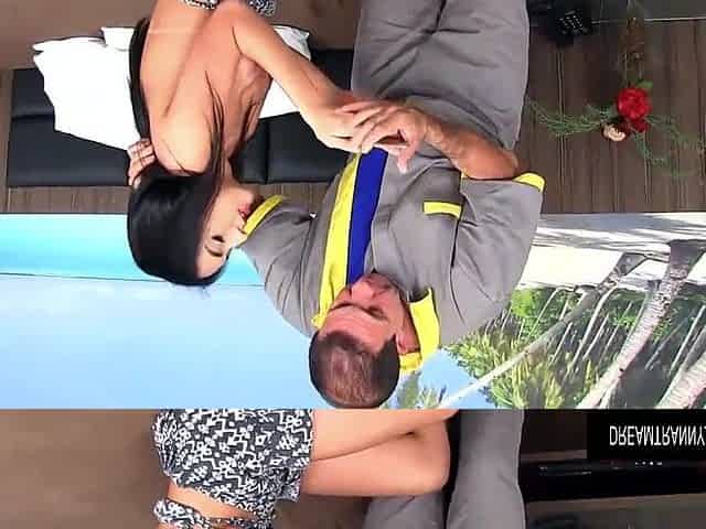 Gorgeous T-girl Mariana Lins Is Persuaded to Suck Knob and Screw