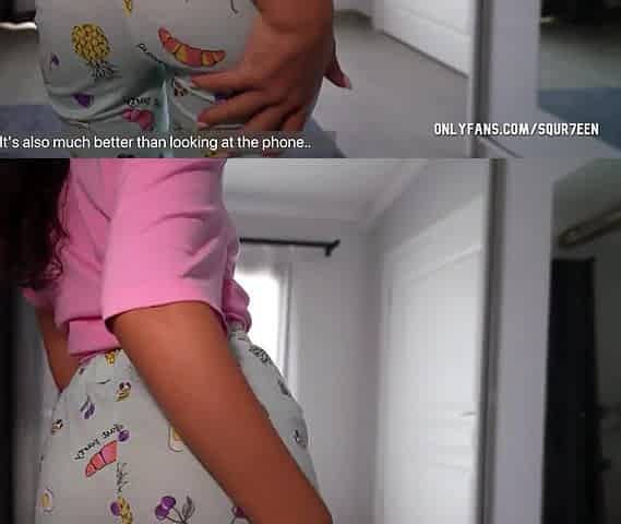 POV Stepmom caught me stroking with her nudes