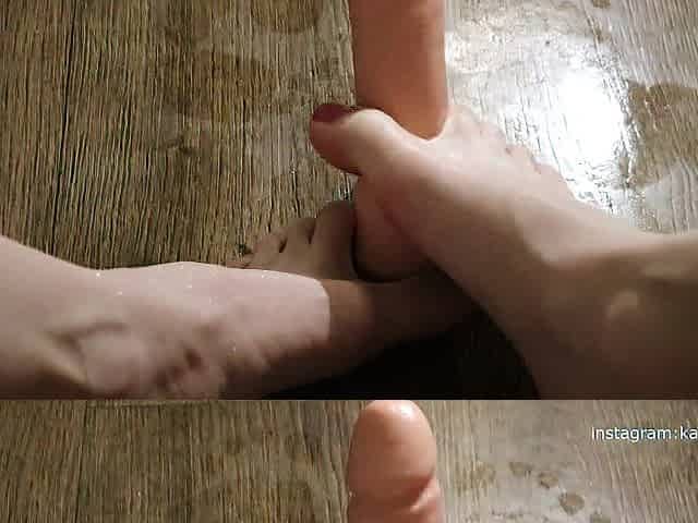 HOT CUTIE FOOTJOB GIANT SEX TOY , HOT OILED FEET