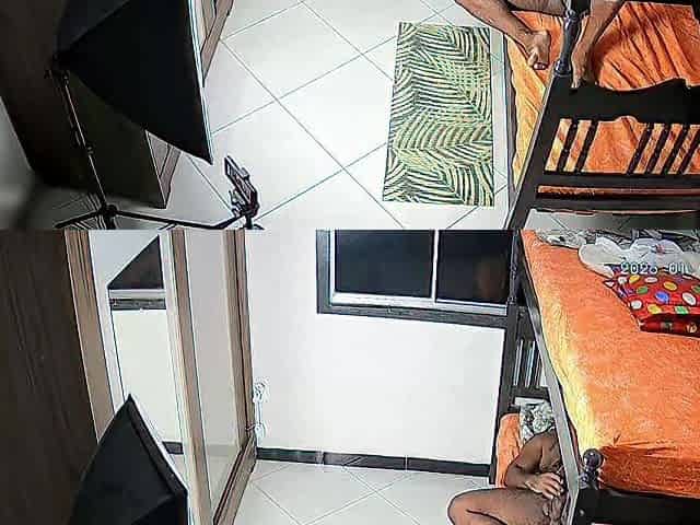 Surveillance camera catches maid having sex with boss during work hours.