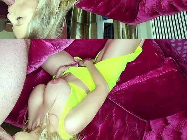 Blonde babe with big boobs is fucked in the ass