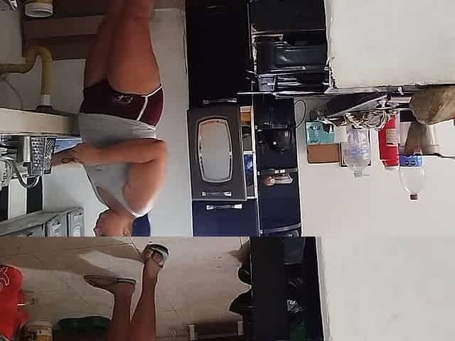 Chubby Latina with a Big Ass Likes to Be Watched by Her Stepfather's Old Man While She Cleans the House