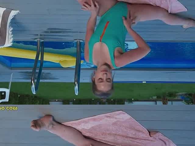 Slim Petite Redhead Gymnast Sucks a Cock & Gets Her Pussy Fucked In the Craziest Poses By the Pool