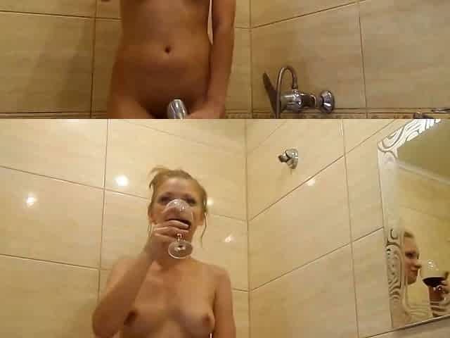 Mira 19 masturbates with shower head (stepbro's cam)