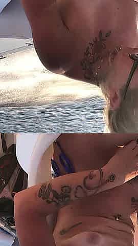 Precious Pointy Boobs / Teats Bouncing on Boat, Fit mother I'd like to fuck Small 5'1"