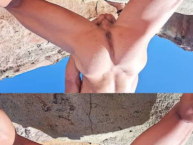 Risky Public Beach masturbation: Exhibitionist thrill with my large dick on display