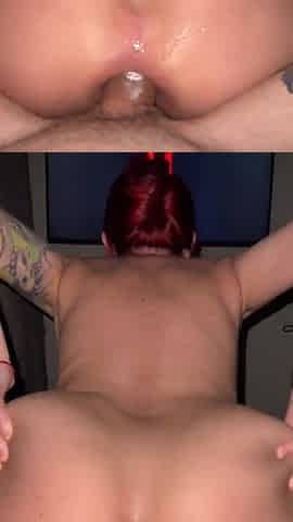 A teenager broke the sofa jumping on a obese cock