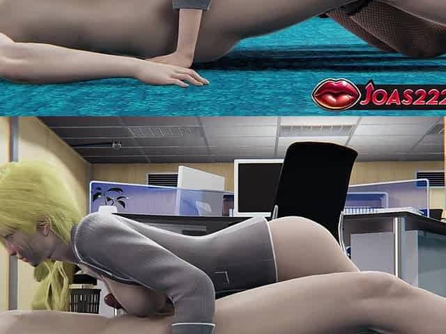 Reiko 3D Hentai - Office Girl Titjob & Tongue Teasing for Big Dick - Sitting Blowjob with Cum Finish