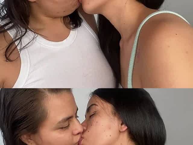 lesbo cuties giving a kiss deeply with a lot of tongue
