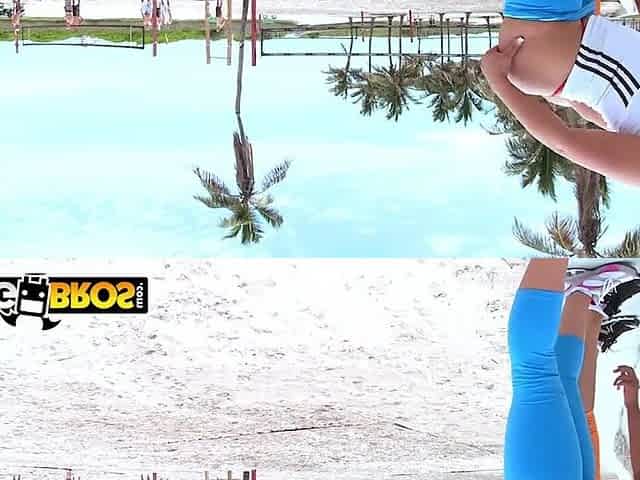 BANGBROS - Daquiri Divine and Paris Shake Their Large Booties In South Beach