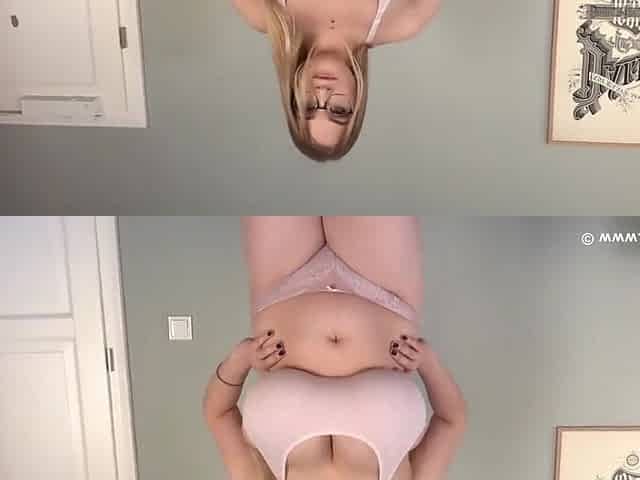 Plump, blonde lady, Cheryl Blossom Lana is doing her fitness routine in panties or naked