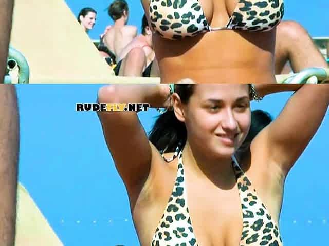 Sexy nude teens play together at a nude beach