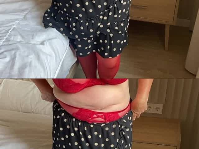 Mrs Mature Feet in Red Bra and Kinky Panties