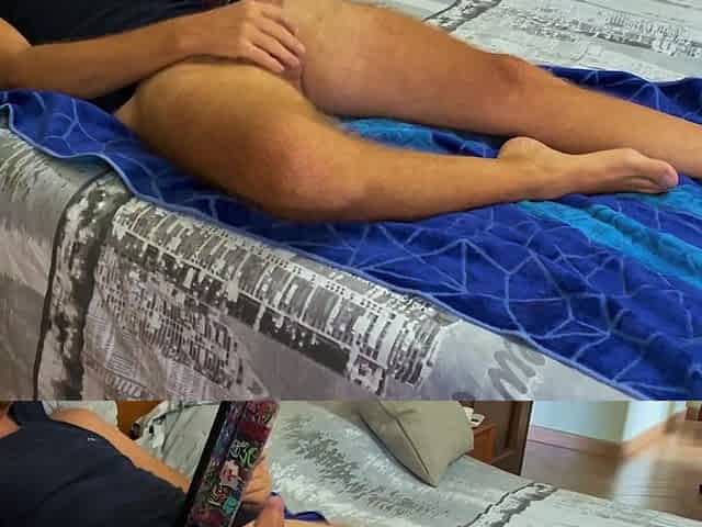 DILF masturbation watching porn movie scene on PornHub