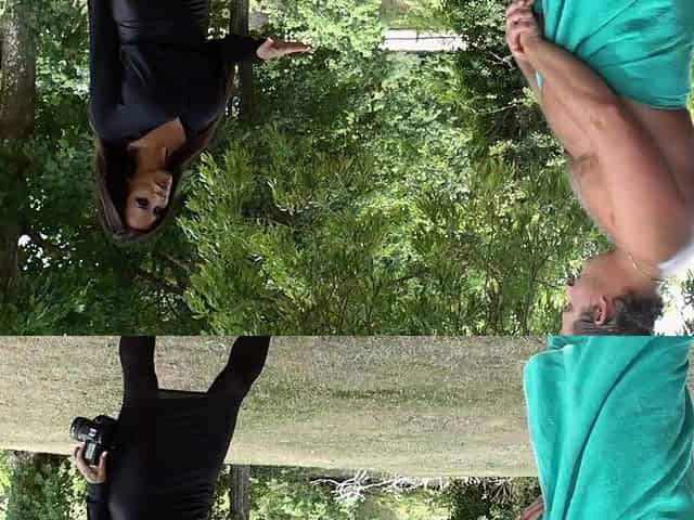 Hot bigtitted cougar teasing outdoor