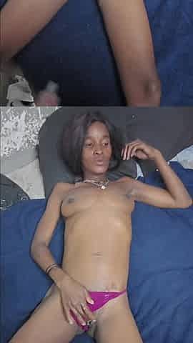 Black Girl Panty Fucked and Gives Nice Sloppy Blowjob