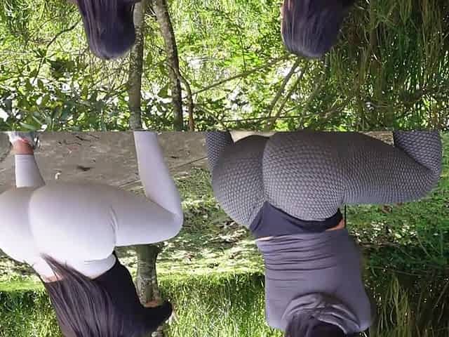 Fitness ladies shake their booties for the upcoming masturbation exercise