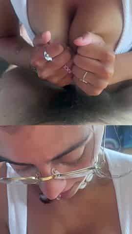 I look pretty with your cock between my tits