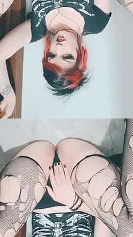 Sneaky Little Goth Slut Secretly Masturbates in the Family Bathroom