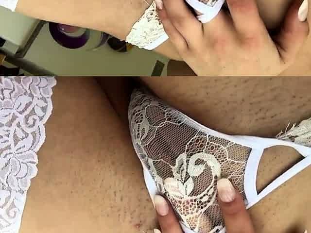Blonde euro babe makes out while masturbating
