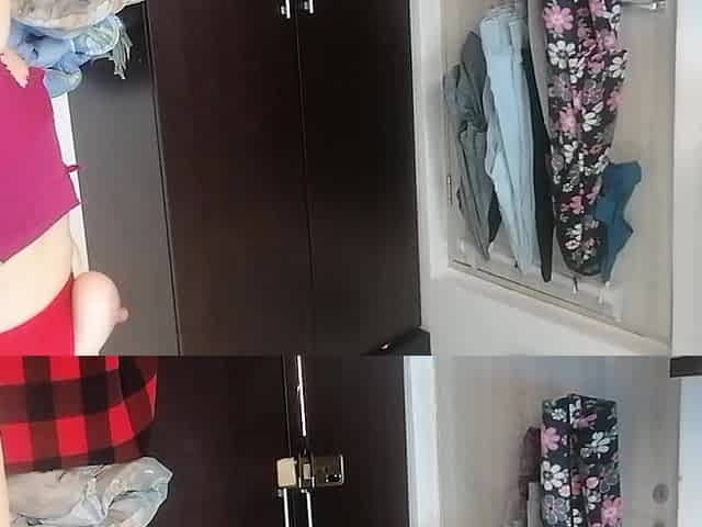 Sexy Latina Having Fun Trying on Clothes and Cutting Them