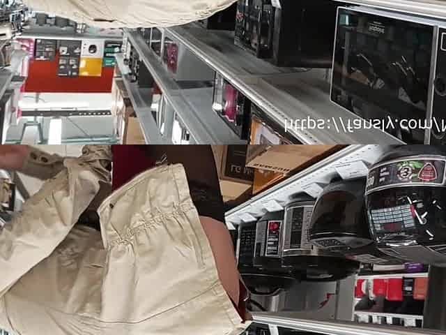 in a short petticoat and nylons out of underclothes in the store
