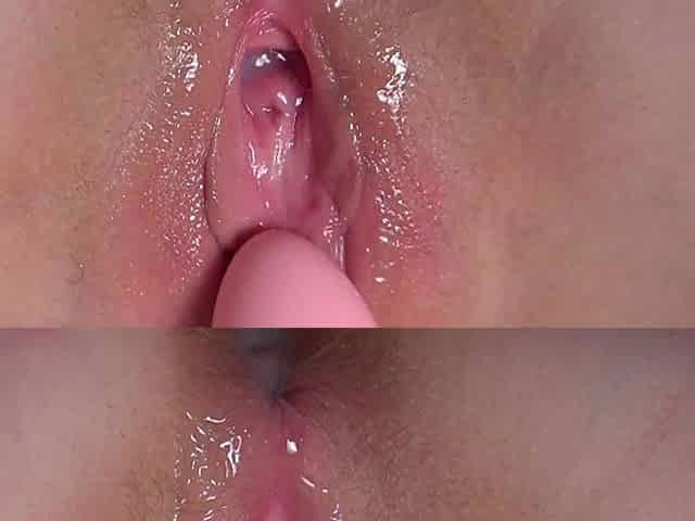 Horny girl fills up her pussy with cream using huge dildo