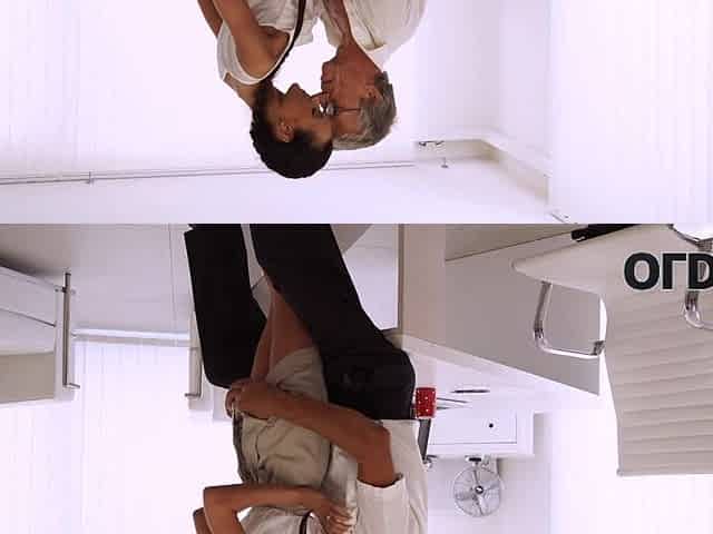 OLD4K. Old boss nails black-haired secretary right on office table