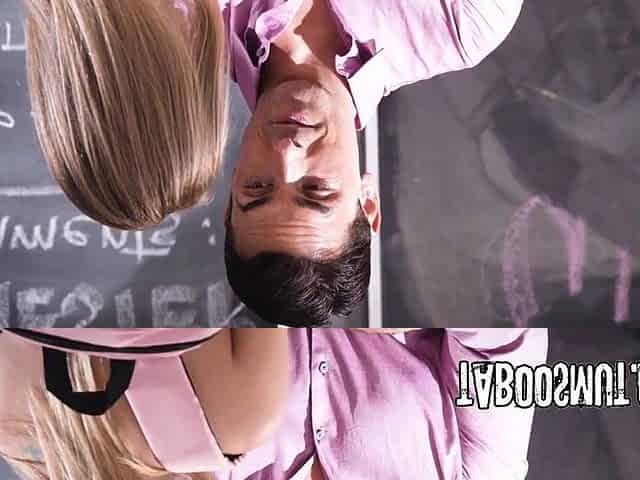Blond student craves her depraved teacher to take her anal virginity