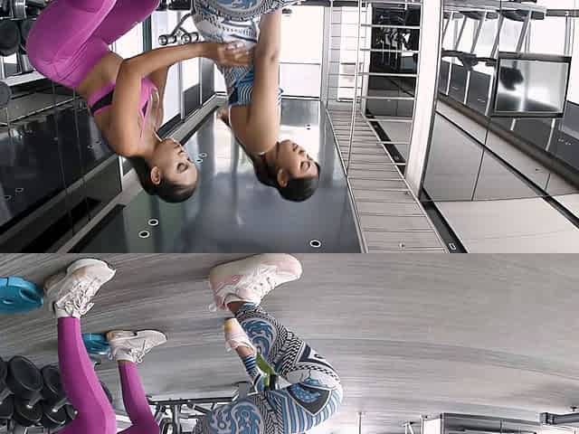 After gym Asian threesome