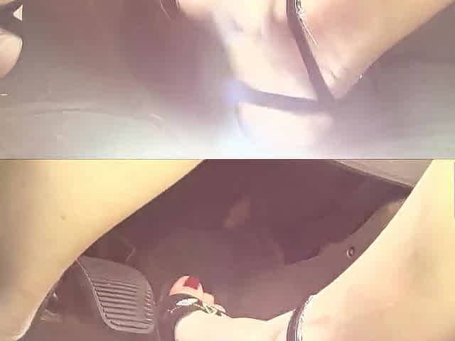 Driving in Buckled Open Toed Ebony Sandals and Thin Anklet