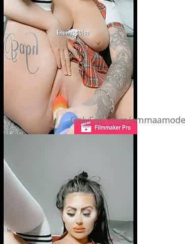 Busty babe playing with her big boobs