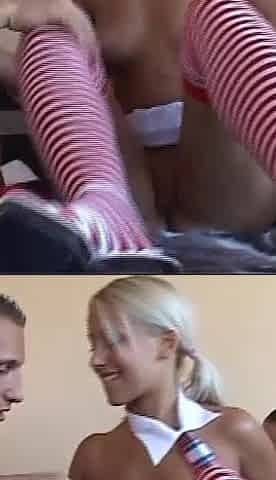 Hot Teen in Sexy Stockings Has a Threesome
