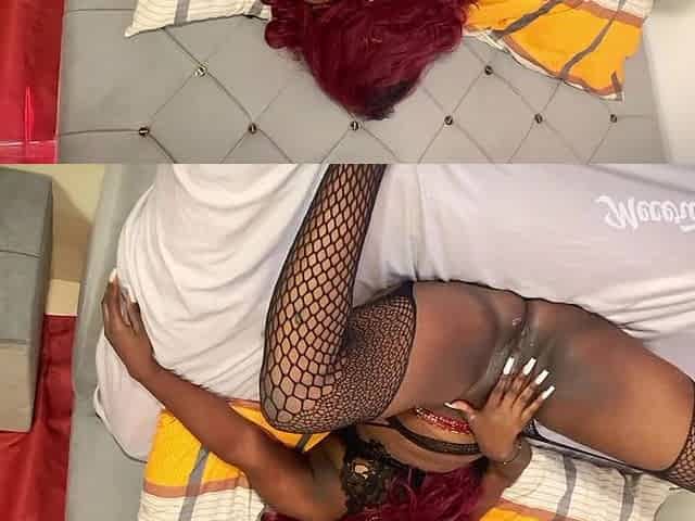 Wet Creamy Ebony Takes Big Dick