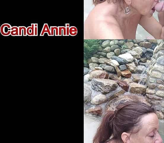 Cock Draining Mature MILF Candi Annie Gets Mouthful of Cum in Fountain at Adult Resort