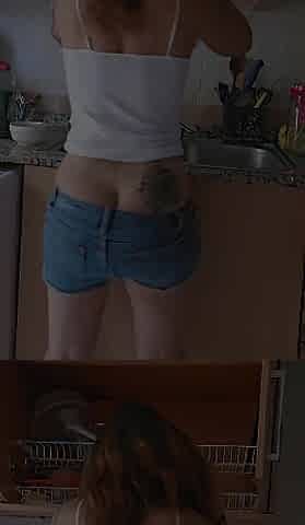 Buttcrack Washing Dishes During the time that U Pull at My Panties Down
