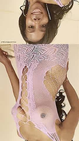 Soaked vs. Dry Try On in the Shower in a Watch Throughout Fishnet Purple Suit.