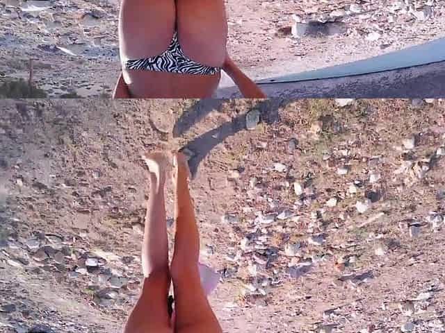 Exhibitionist girlfriend public beach masturbation