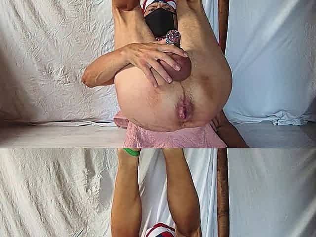 servenaked in peniscage fastened up at his feet pee over his sore homo pussy after pull out two dildos