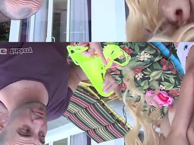 Blonde Teen 18+ Fucks Big Tall Dude Near The Pool