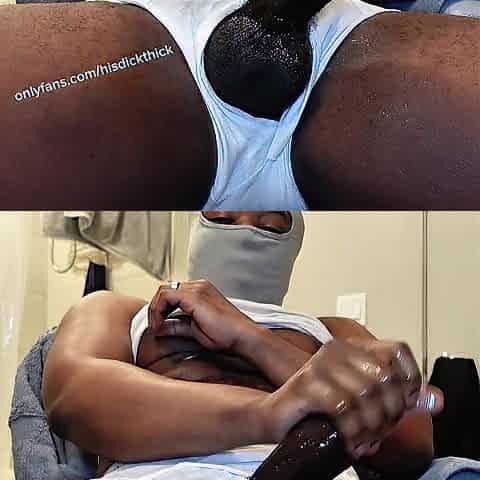THICK EBONY RAMROD CUMS IN WHITE UNDERCLOTHING SPUNK FOUNTAIN onlyfans,com/hisdickthick