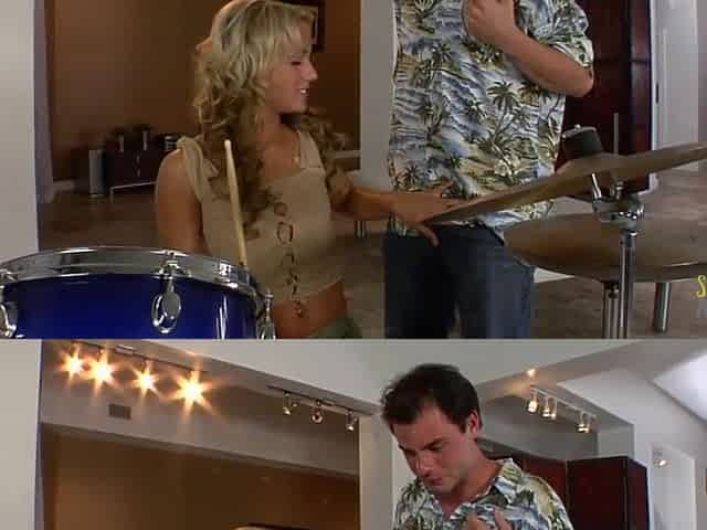 Floozy couldn't resist banging with a drummer after sucking his penis