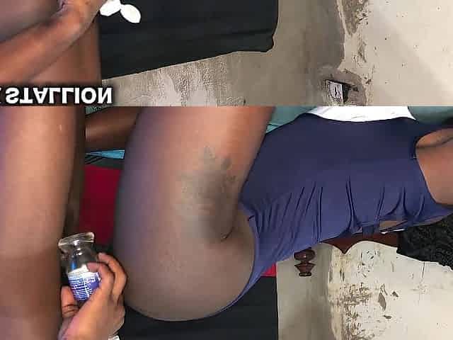 Slimthick Black Bitch with Tattoos Gets Banged by Afro BBC Hard Backshots