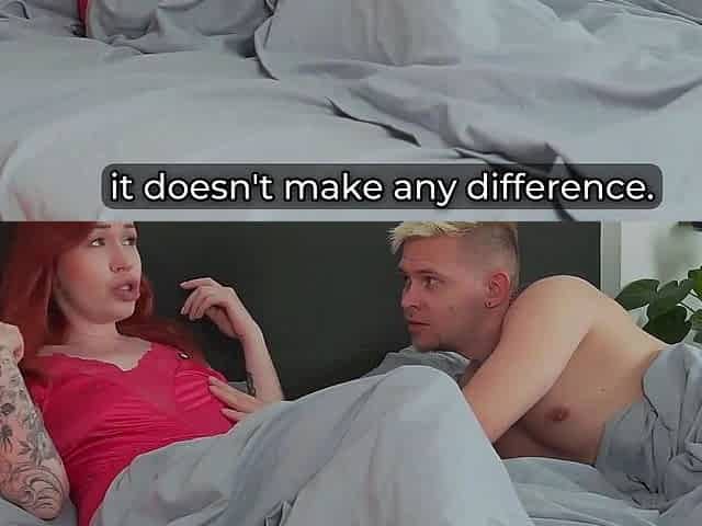 Step mom in crimson lingerie takes step son's sofa for